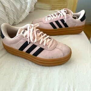Size 8 - adidas Gazelle Bold True Pink and black stripes W